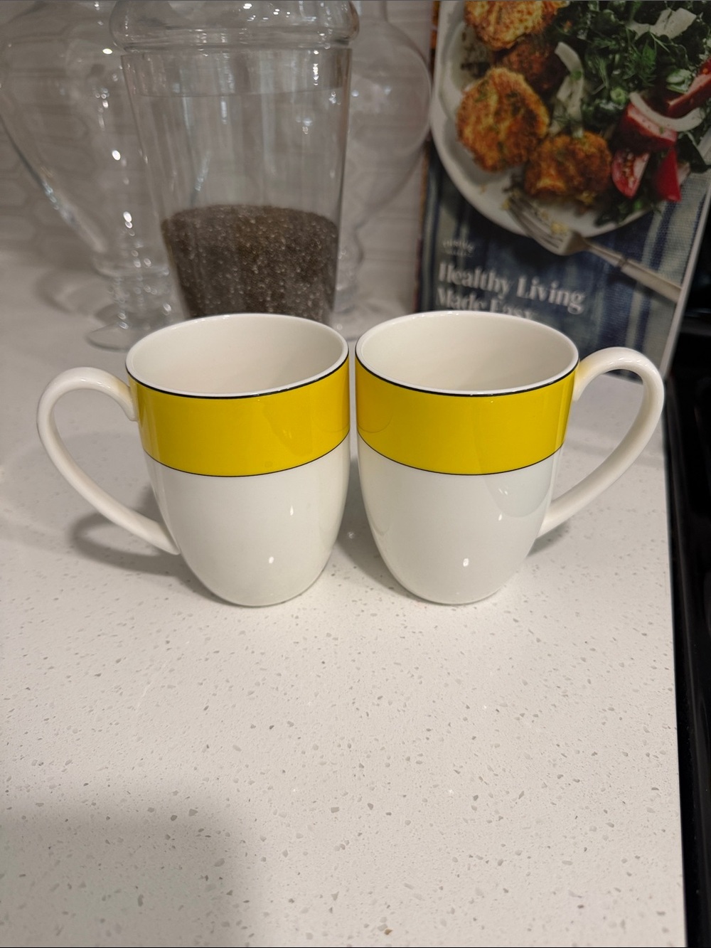 kate spade White Mugs with Yellow Band - Set of 2